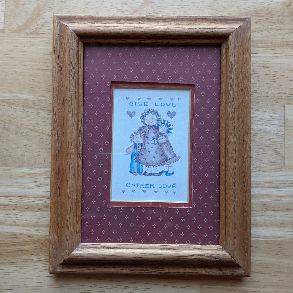 Vintage "Give Love Gather Love" framed Figi Graphics Print